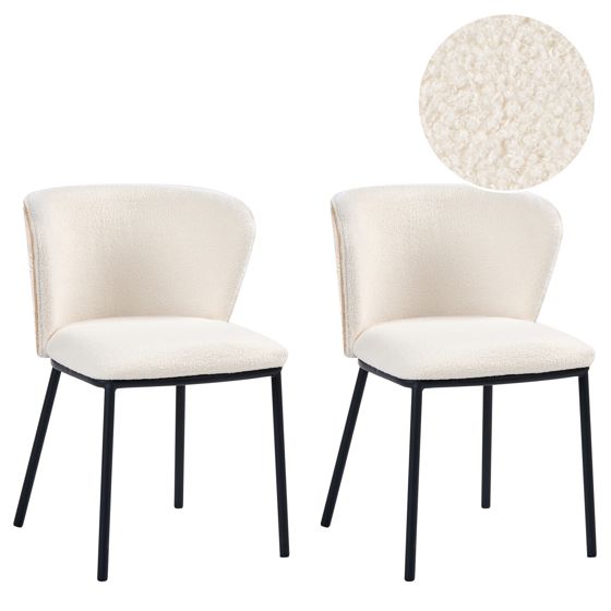 Set med 2 matstolar HOSKIN Bouclé Off-White