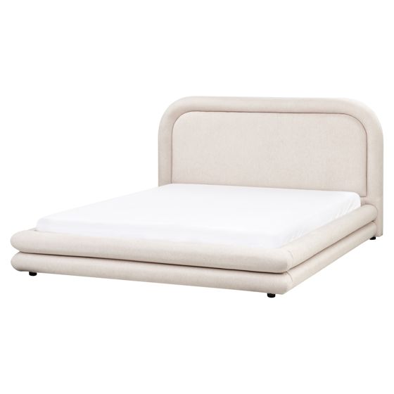 Säng med lamellram Konstlinne LAVARDENS 160 x 200 cm Ljusbeige