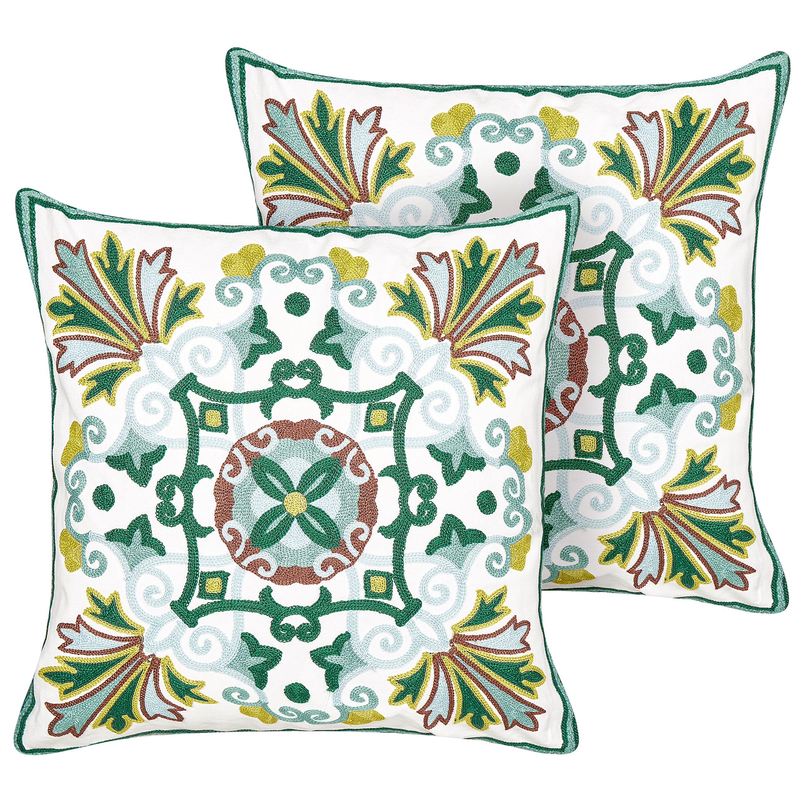 Set med 2 prydnadskuddar ELANITE 45 x 45 cm Bomull Grön Orientaliskt tryck