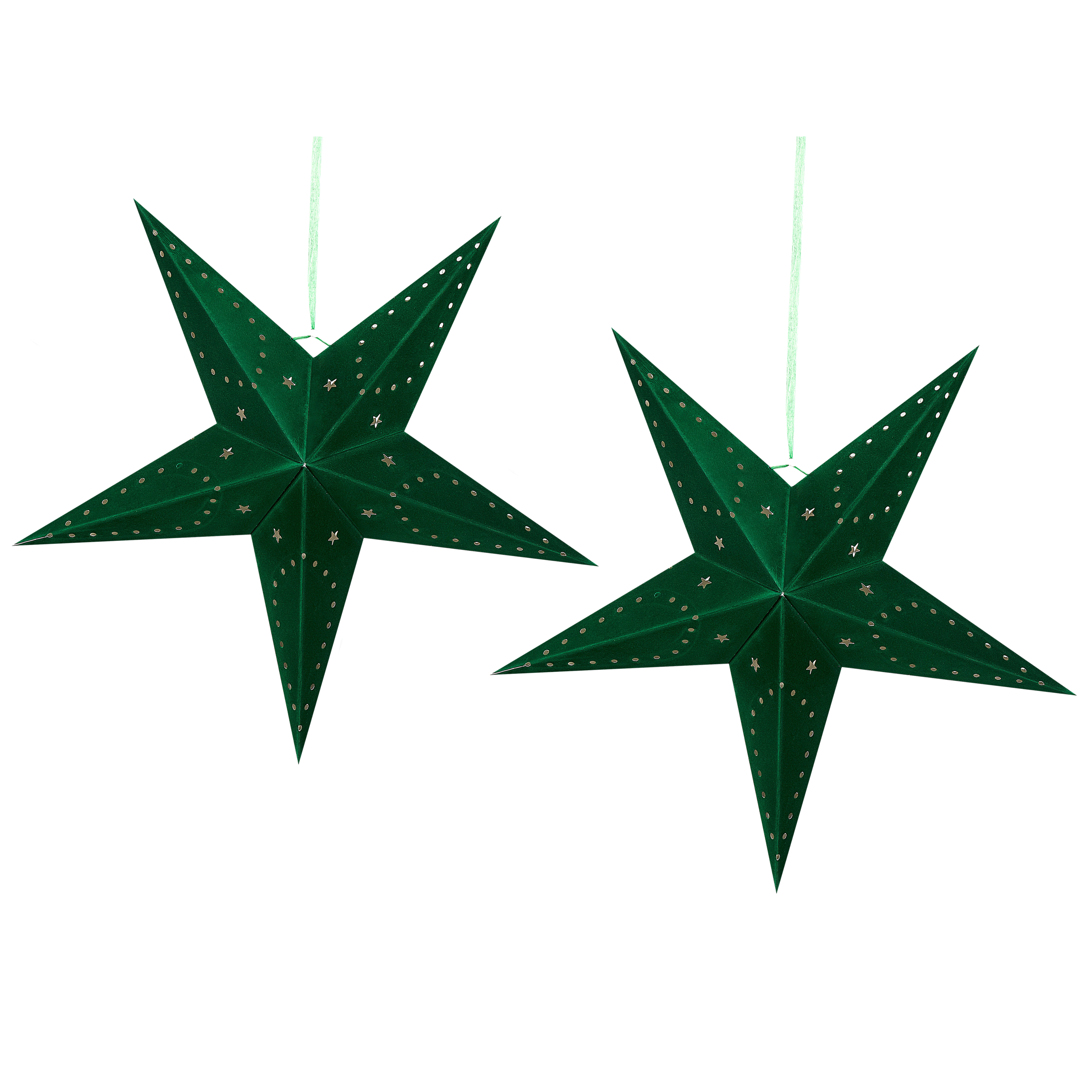 Set med 2 hängande dekorationer LED MOTTI 60 cm Stjärna Smaragdgrön