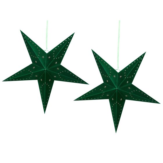 Set med 2 hängande dekorationer LED MOTTI 60 cm Stjärna Smaragdgrön