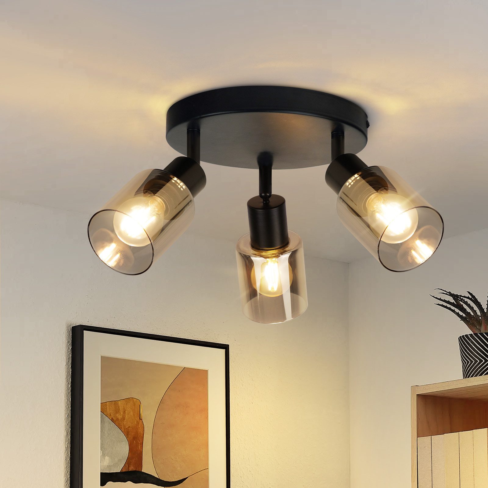 NETTLIFE - taklampa, spotlight, 3 lågor, svart, industriell, E14, taklampa för vardagsrum