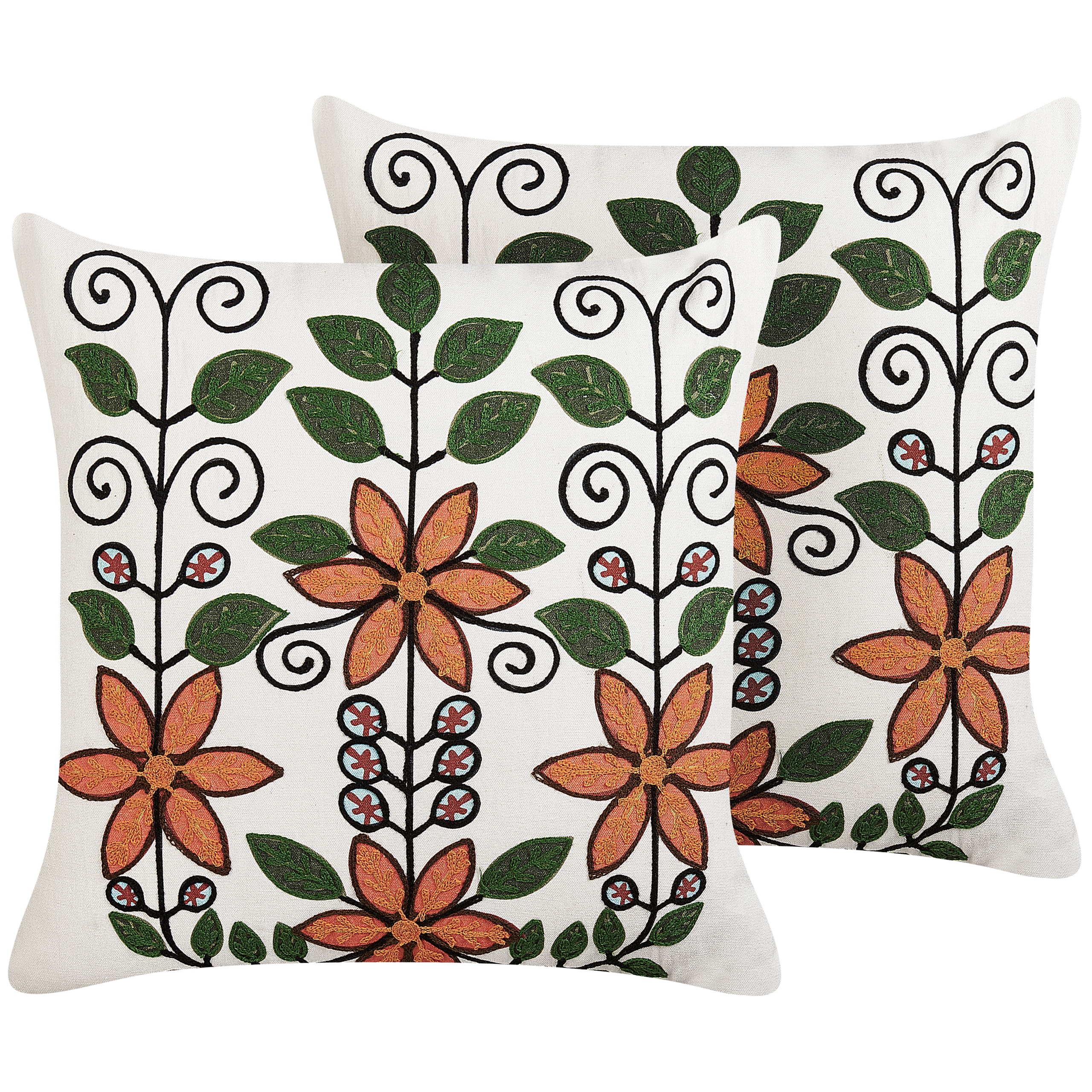 Set med 2 prydnadskuddar VELLORE 50 x 50 cm Bomull Flerfärgad Blommigt tryck