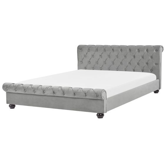 Säng med lamellram Sammet AVALLON 180 x 200 cm Grå