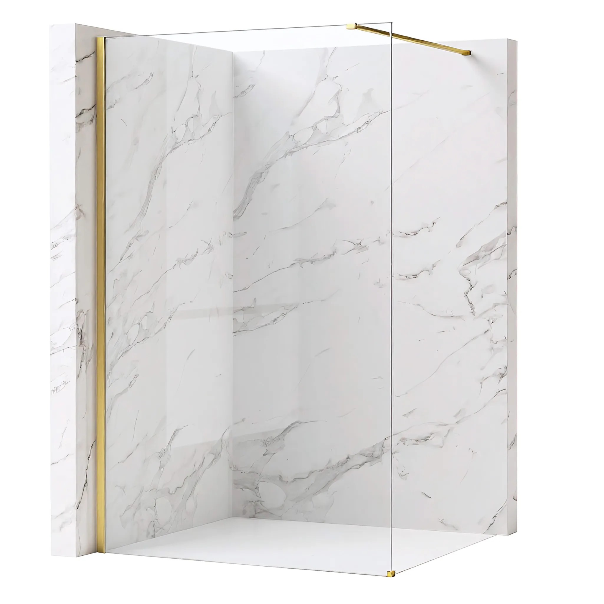 REA Duschvägg Flexi Transparent 80 Borstat Guld, 120x80x195cm