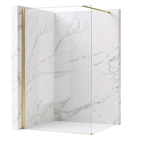 REA Duschvägg Flexi Transparent 80 Borstat Guld, 120x80x195cm