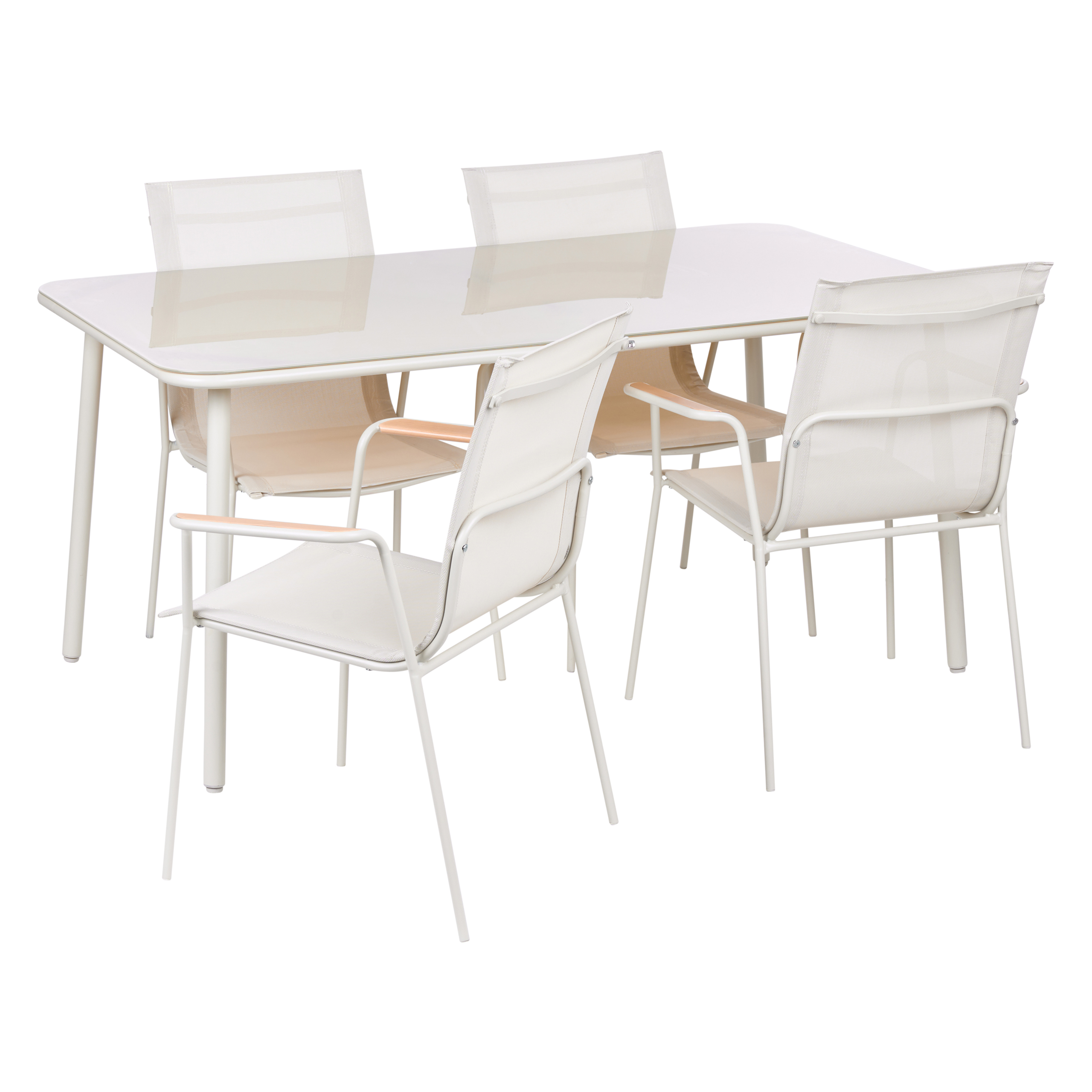 Trädgårdsmatgrupp 4-sits CARAVINO Metall Ljusbeige