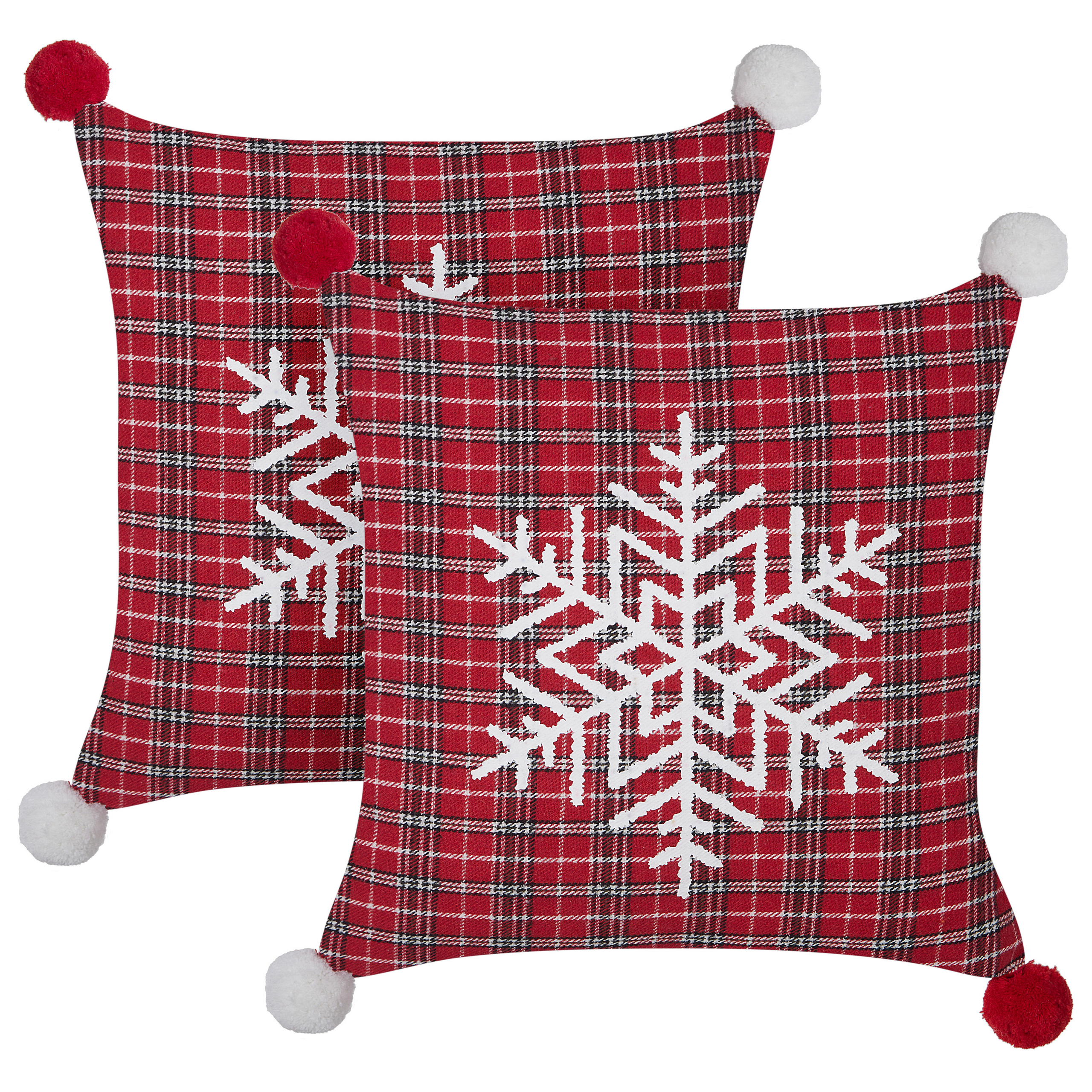 Set med 2 prydnadskuddar LONICERA 45 x 45 cm Röd Julmotiv