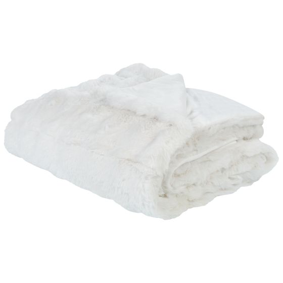 Pläd SALKA Fuskpäls 200 x 220 cm Vit
