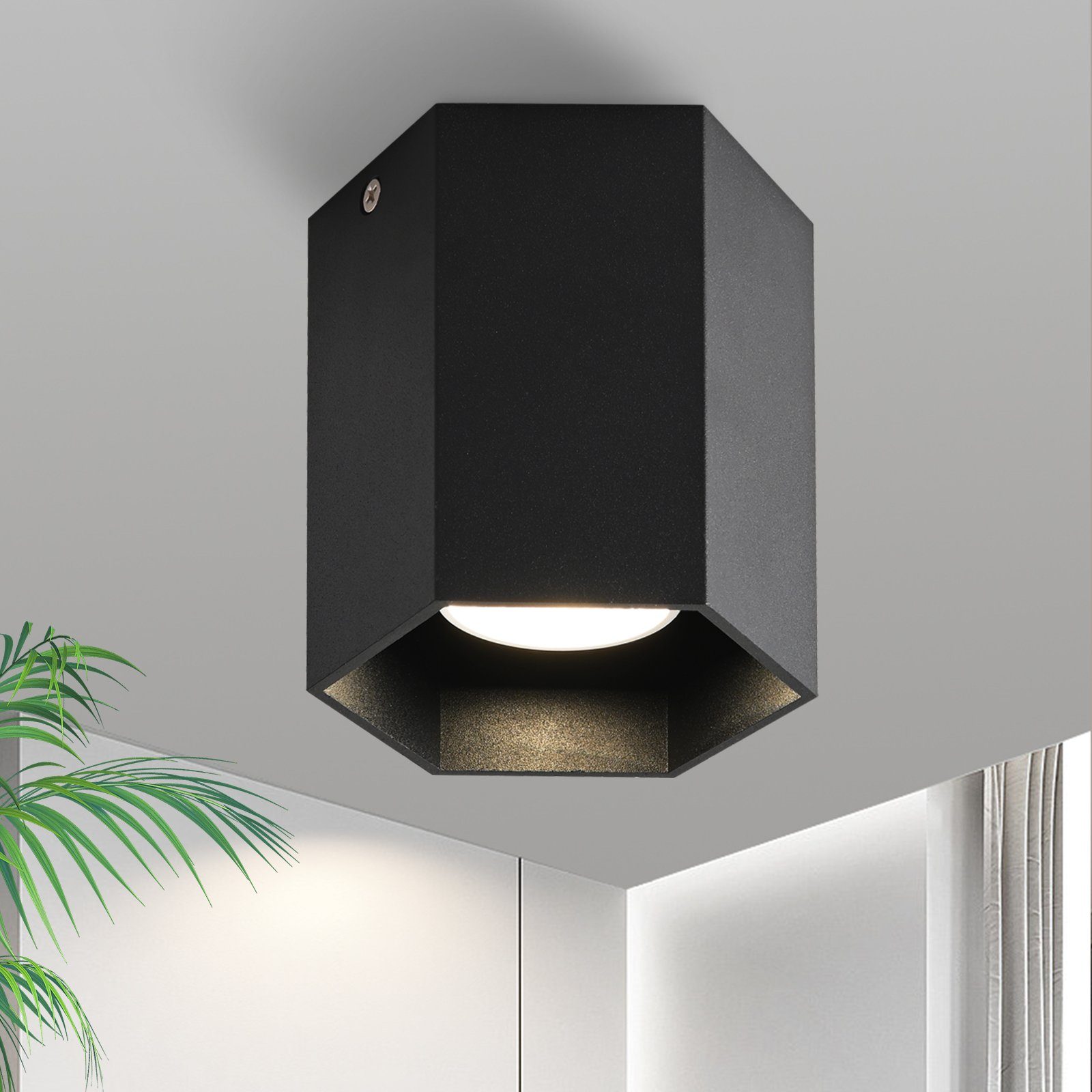 NETTLIFE GU10 - spotlight, svart, sexkantig, spotlight, max. 40 W, vardagsrums- och halllampa