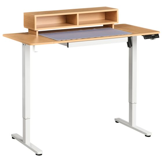 Elektriskt höj- och sänkbart skrivbord LUCAMA 120 cm 60 cm med USB-port Ljusbrun/ Vit