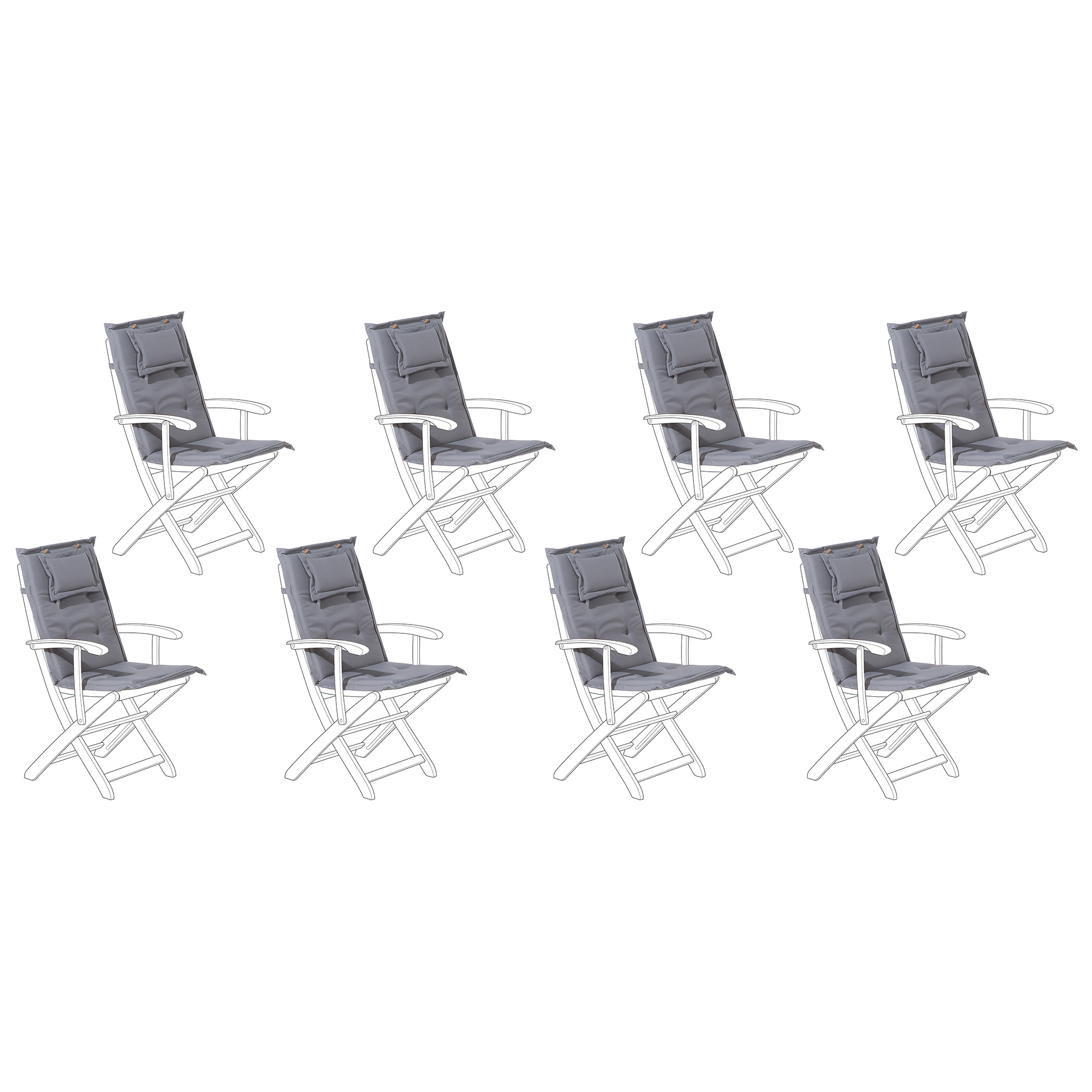 Set med 8 rygg-/sittdynor MAUI 40 x 54 cm Grå