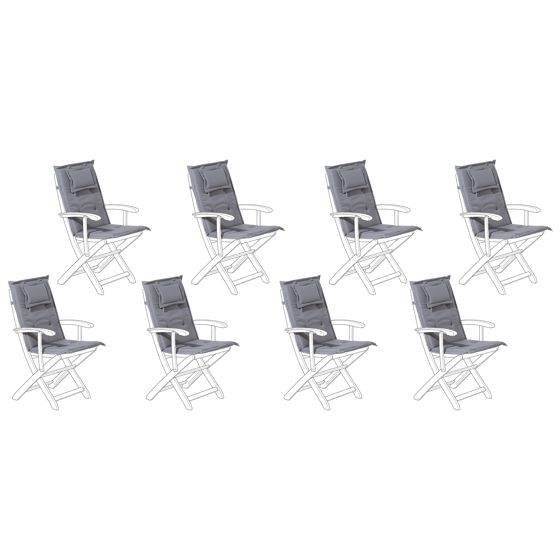 Set med 8 rygg-/sittdynor MAUI 40 x 54 cm Grå