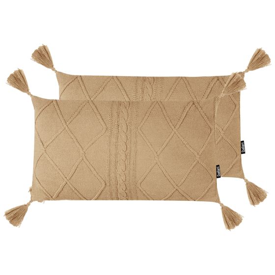 Set med 2 prydnadskuddar CAESIA 30 x 50 cm Bomull Beige Monokromt