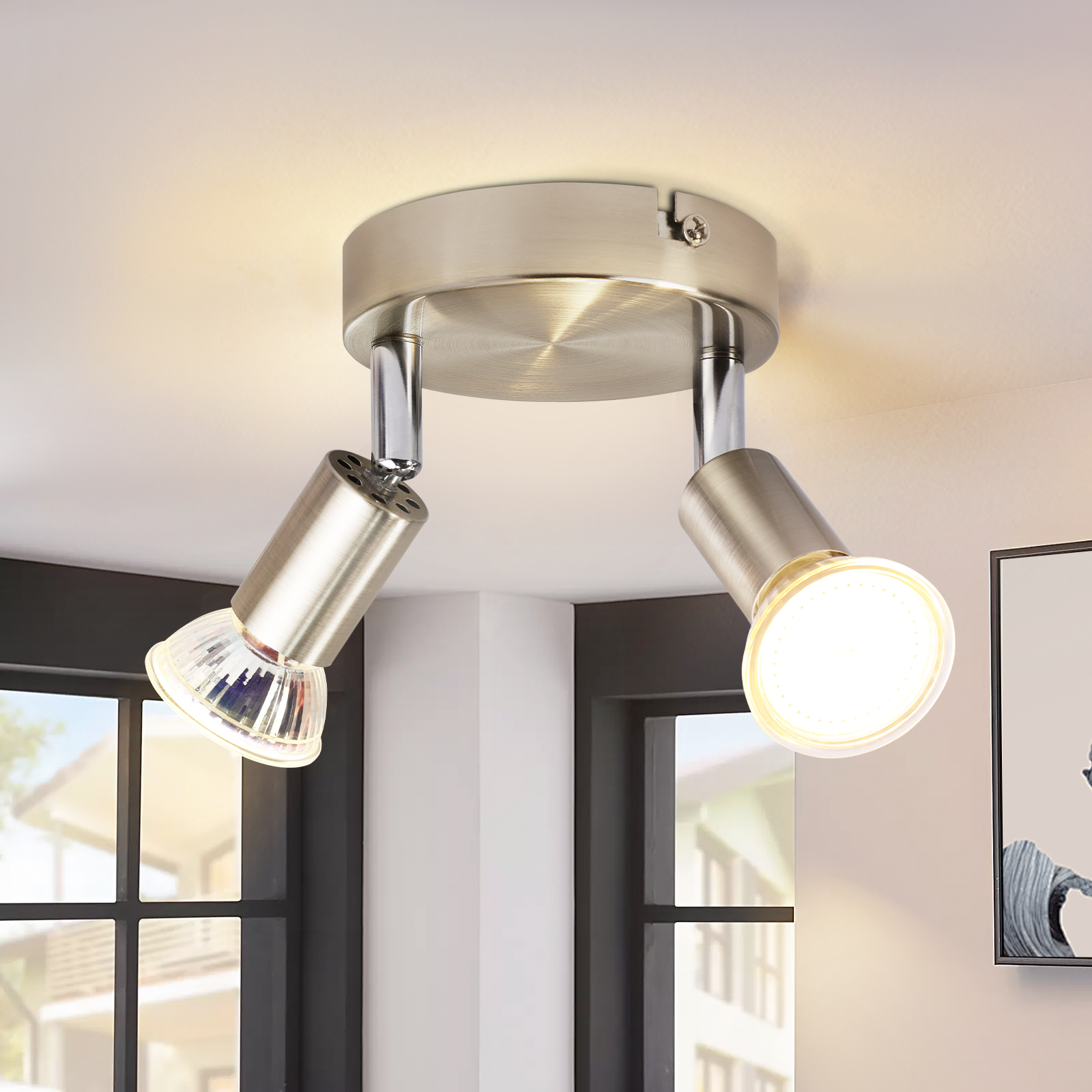 NETTLIFE LED - taklampa GU10 - 2 moderna runda takspotlights 350° utan glödlampa