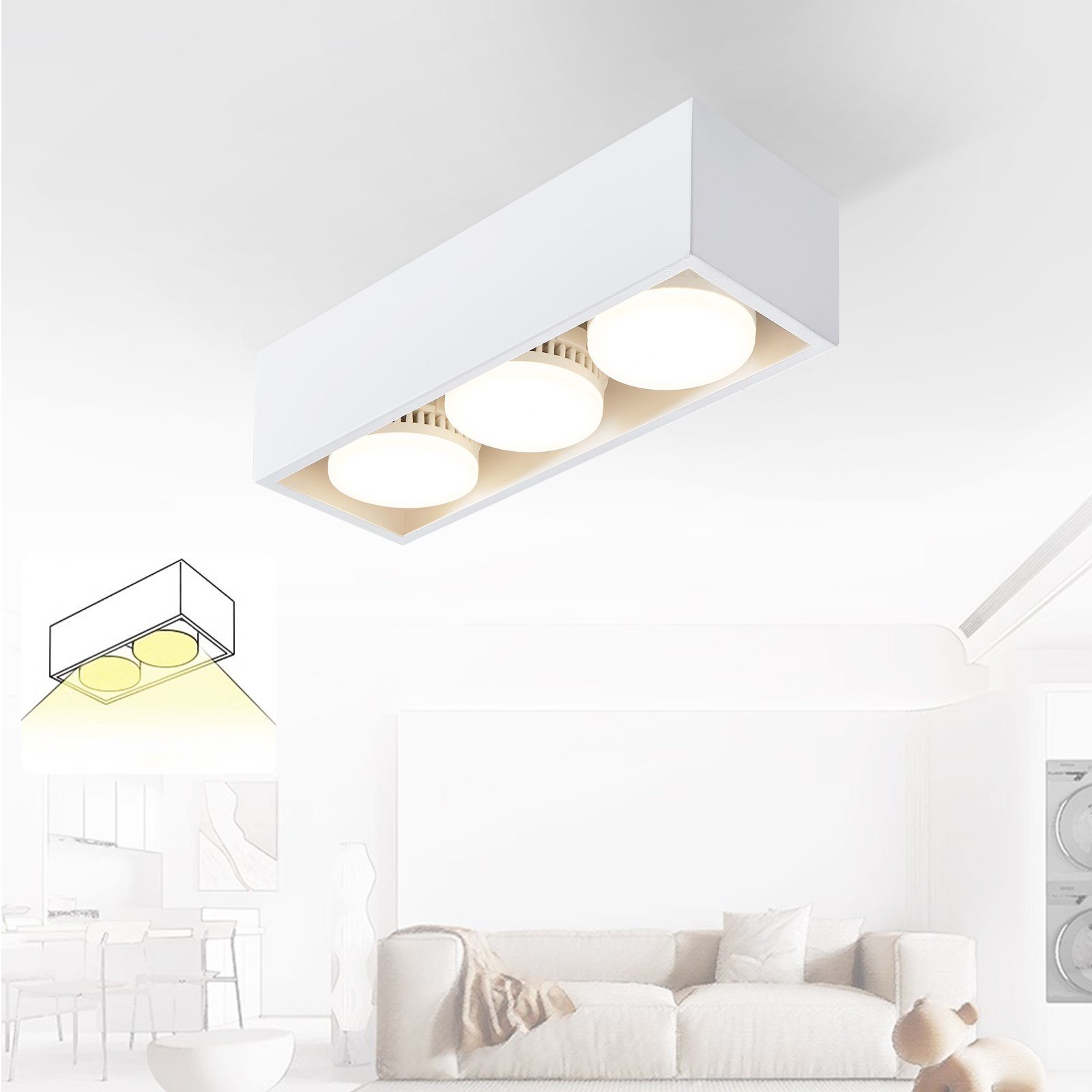 NETTLIFE 3x5W GX53 Kvadratisk Justerbar Varmvit LED Taklampa För Kök