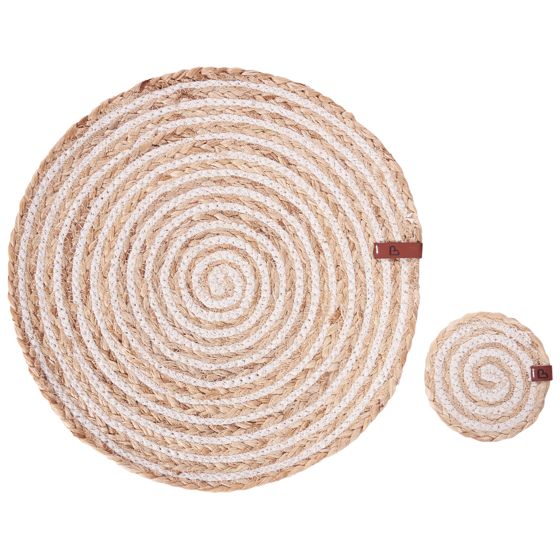 Bordstabletter och glasunderlägg 12-pack QUININE Jute Naturlig