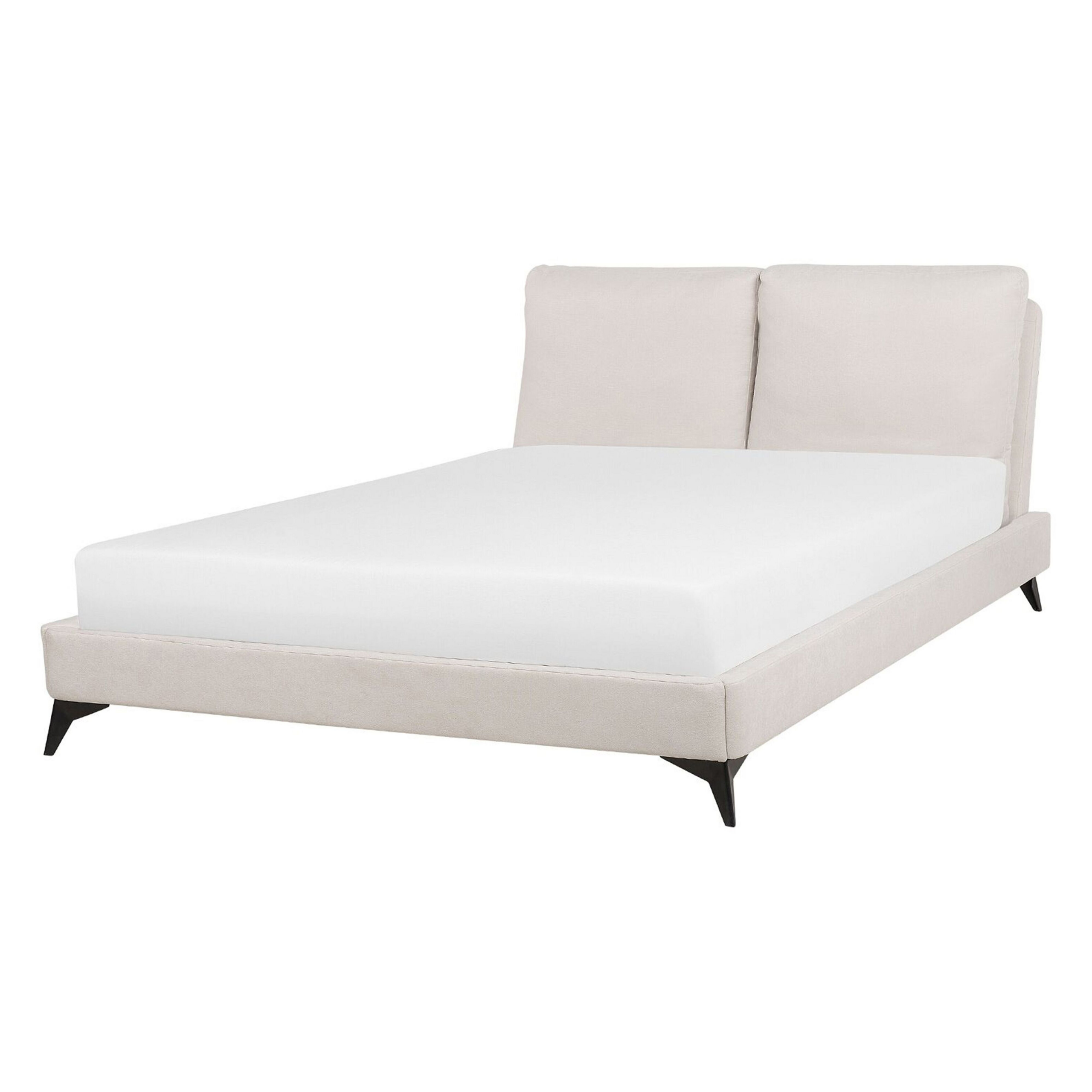 Säng med lamellram Chenille MELLE 140 x 200 cm Ljusbeige