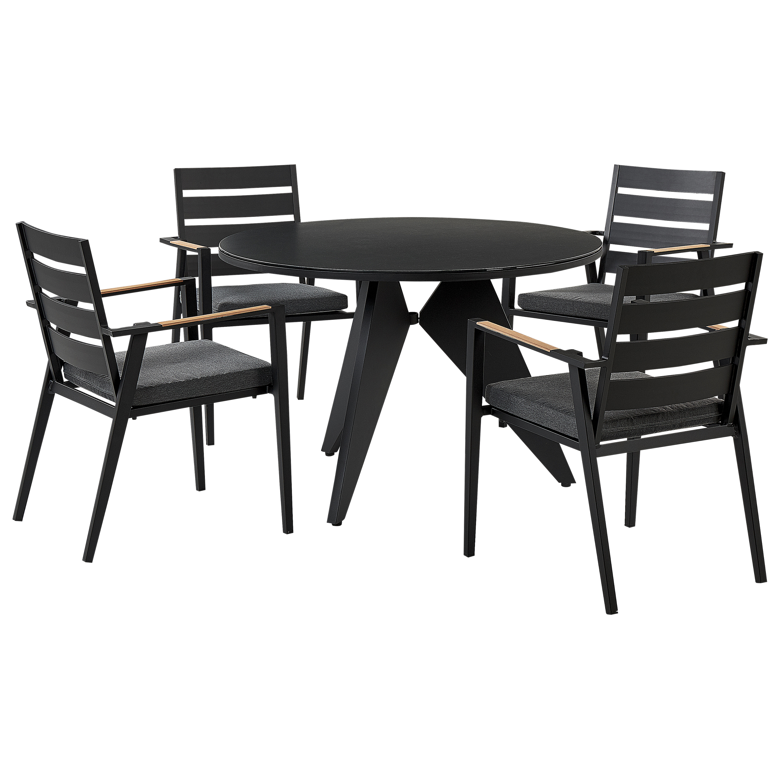 Trädgårdsmatgrupp 4-sits OLMETTO/TAVIANO med kuddar Metall Svart