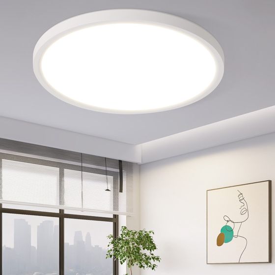 NETTLIFE LED - taklampa för badrum, platt, 24 W, rund, vit, kökstaklampa, ej dimbar