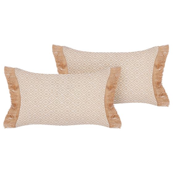 Set med 2 prydnadskuddar BOATH 30 x 50 cm Beige Monokromt