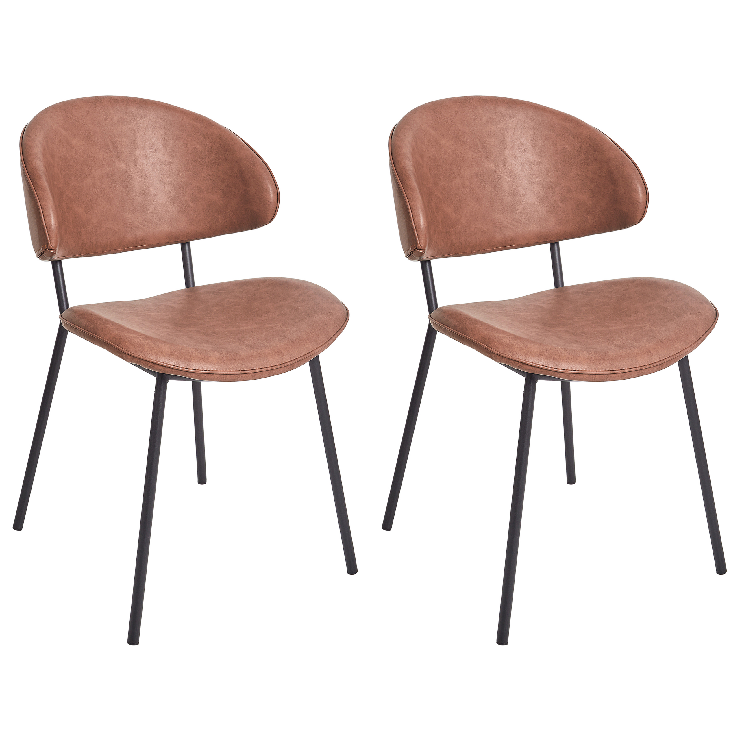 Set med 2 matstolar KIANA Konstläder Brun