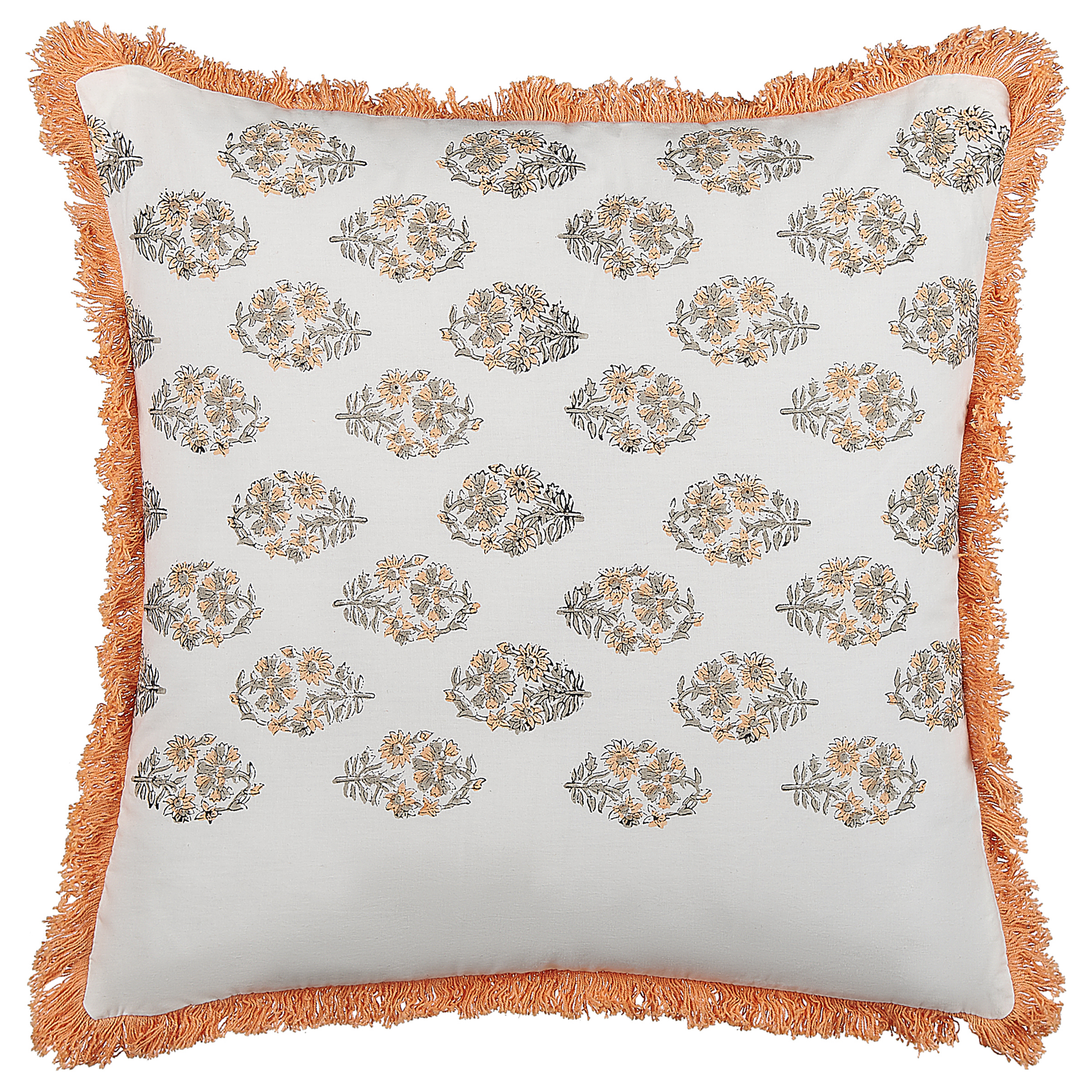 Prydnadskudde SATIVUS 45 x 45 cm Bomull Orange Blommigt tryck