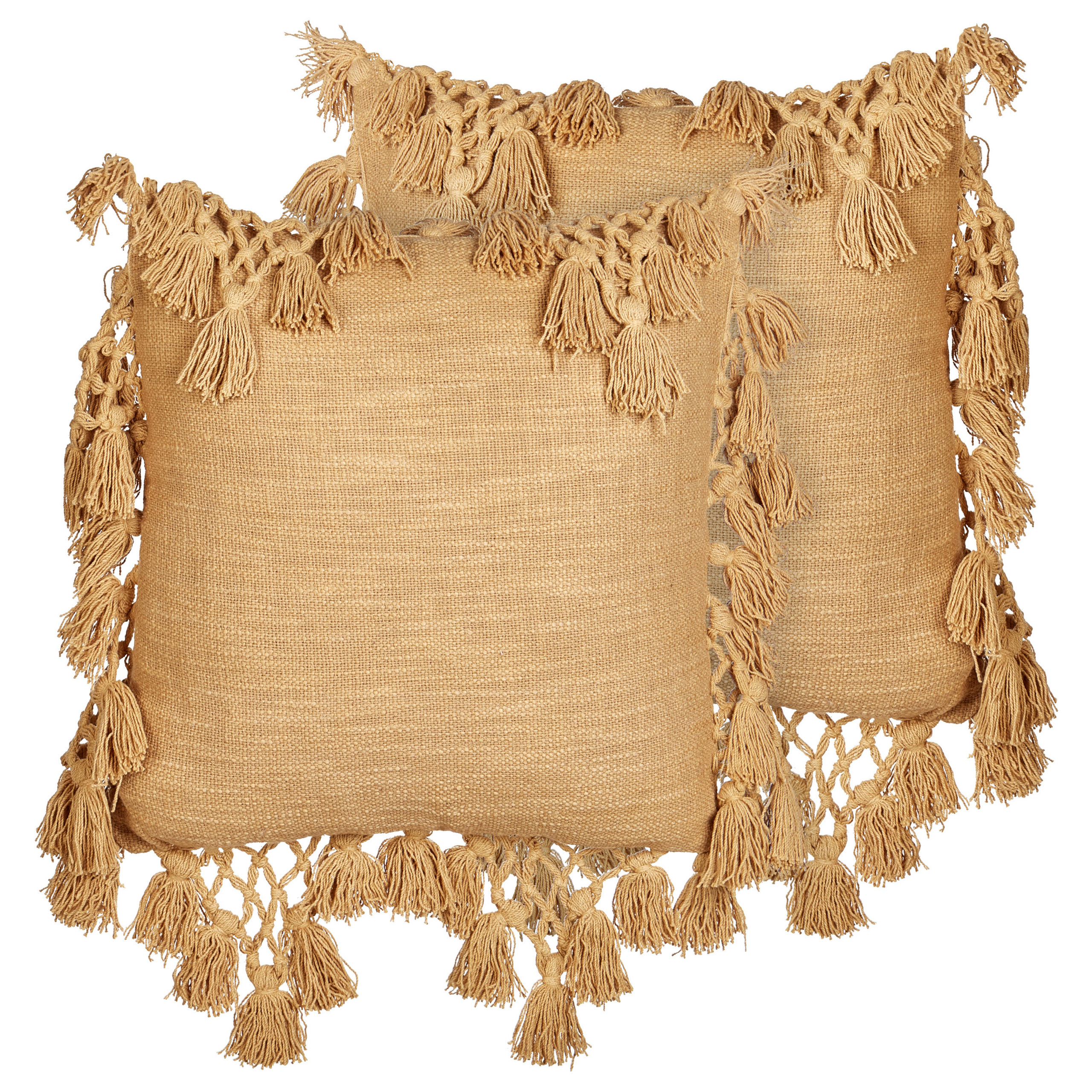Set med 2 prydnadskuddar OLEARIA 45 x 45 cm Bomull Beige Monokromt