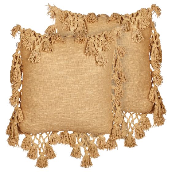 Set med 2 prydnadskuddar OLEARIA 45 x 45 cm Bomull Beige Monokromt
