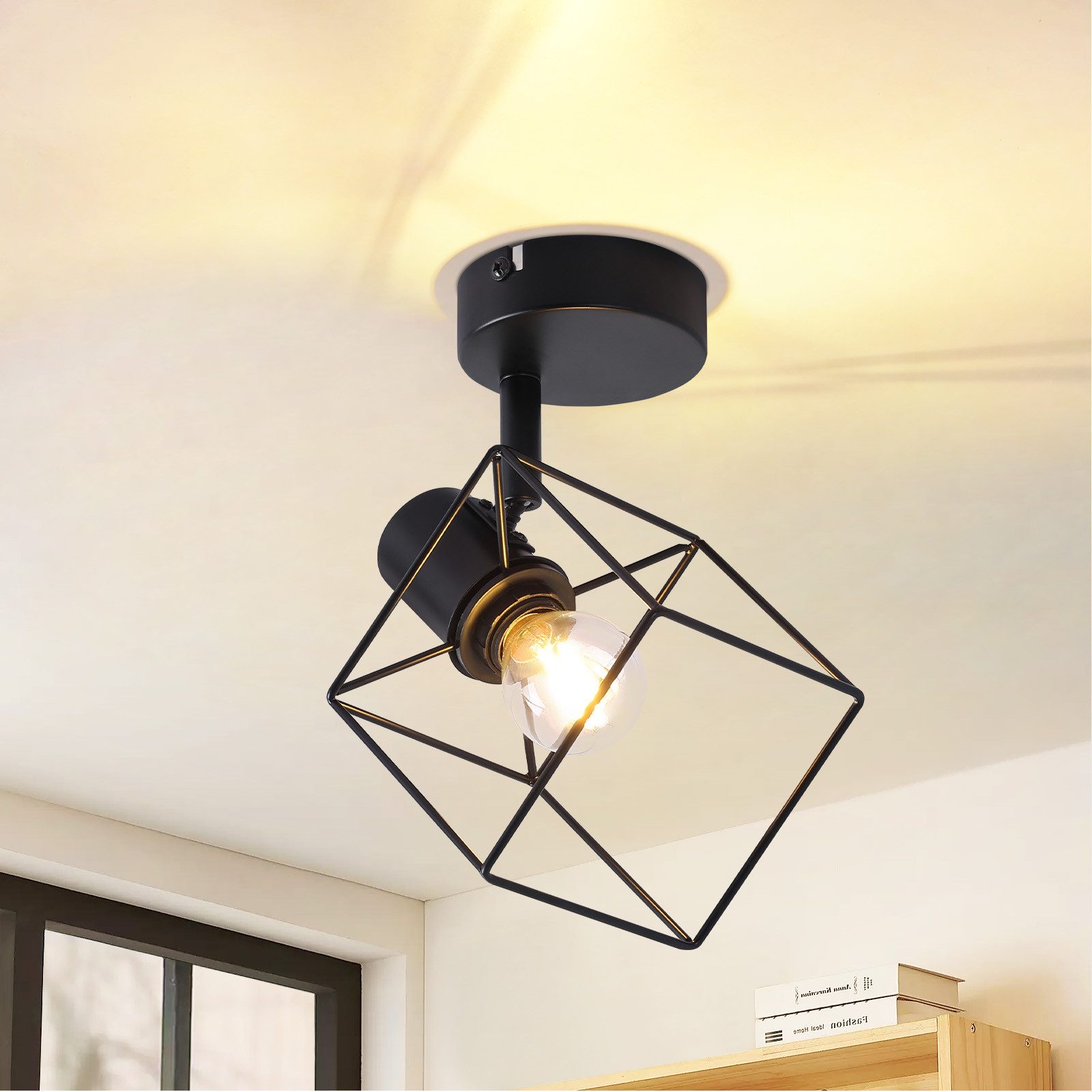 NETTLIFE svart takspotlight E14 350° justerbar taklampa vintage - metall för vardagsrum
