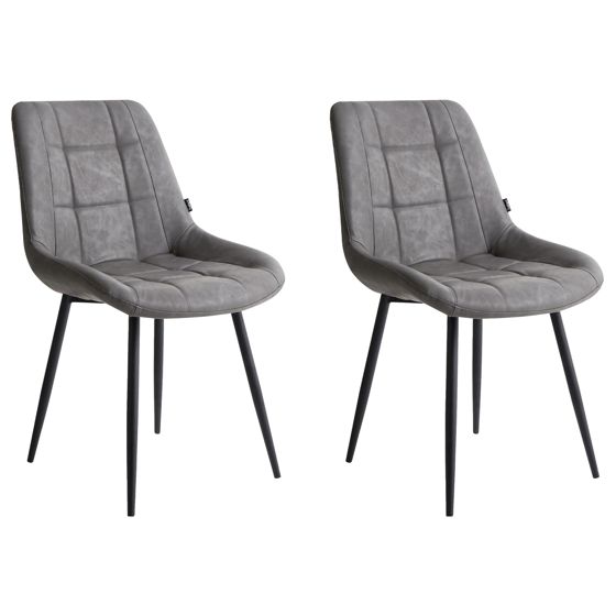 Set med 2 matstolar MELROSE Konstläder Grå