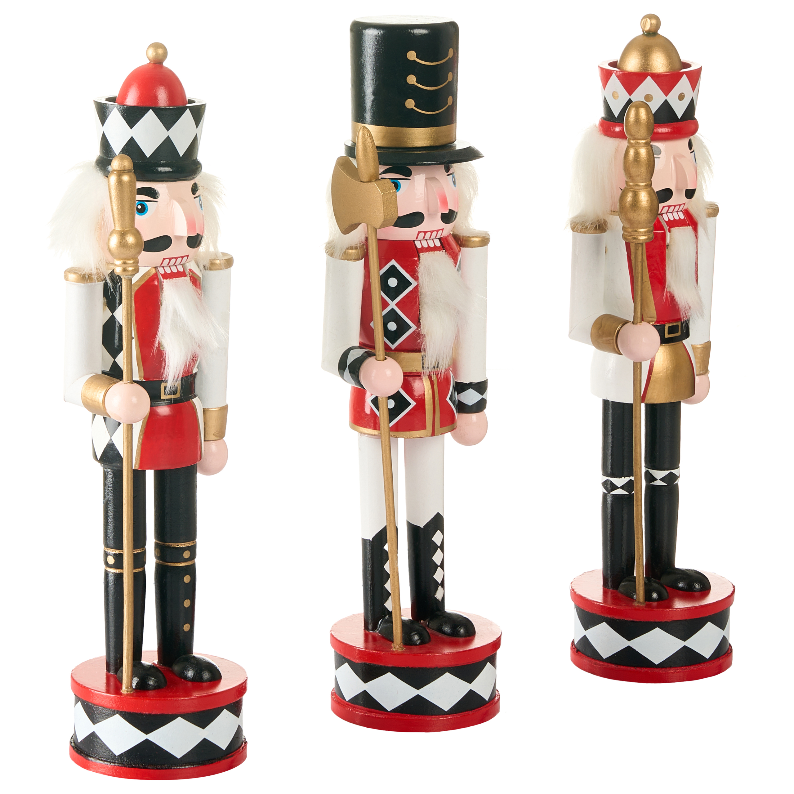 Set med 3 figuriner RICKLEAN 30 cm Nötknäckare Röd/ vit