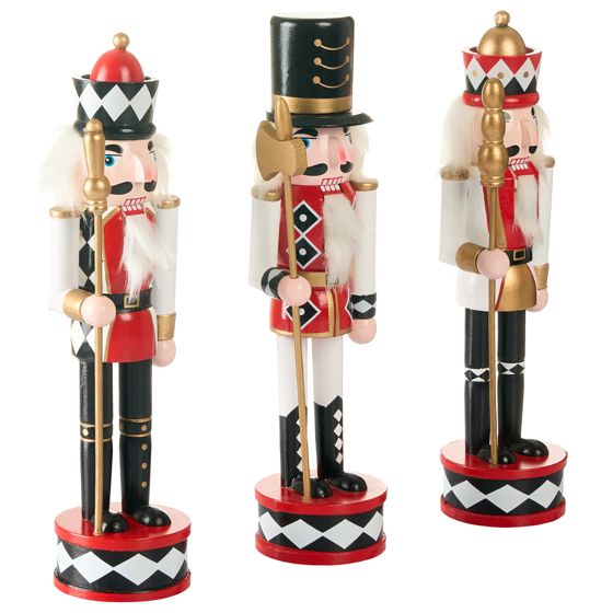 Set med 3 figuriner RICKLEAN 30 cm Nötknäckare Röd/ vit