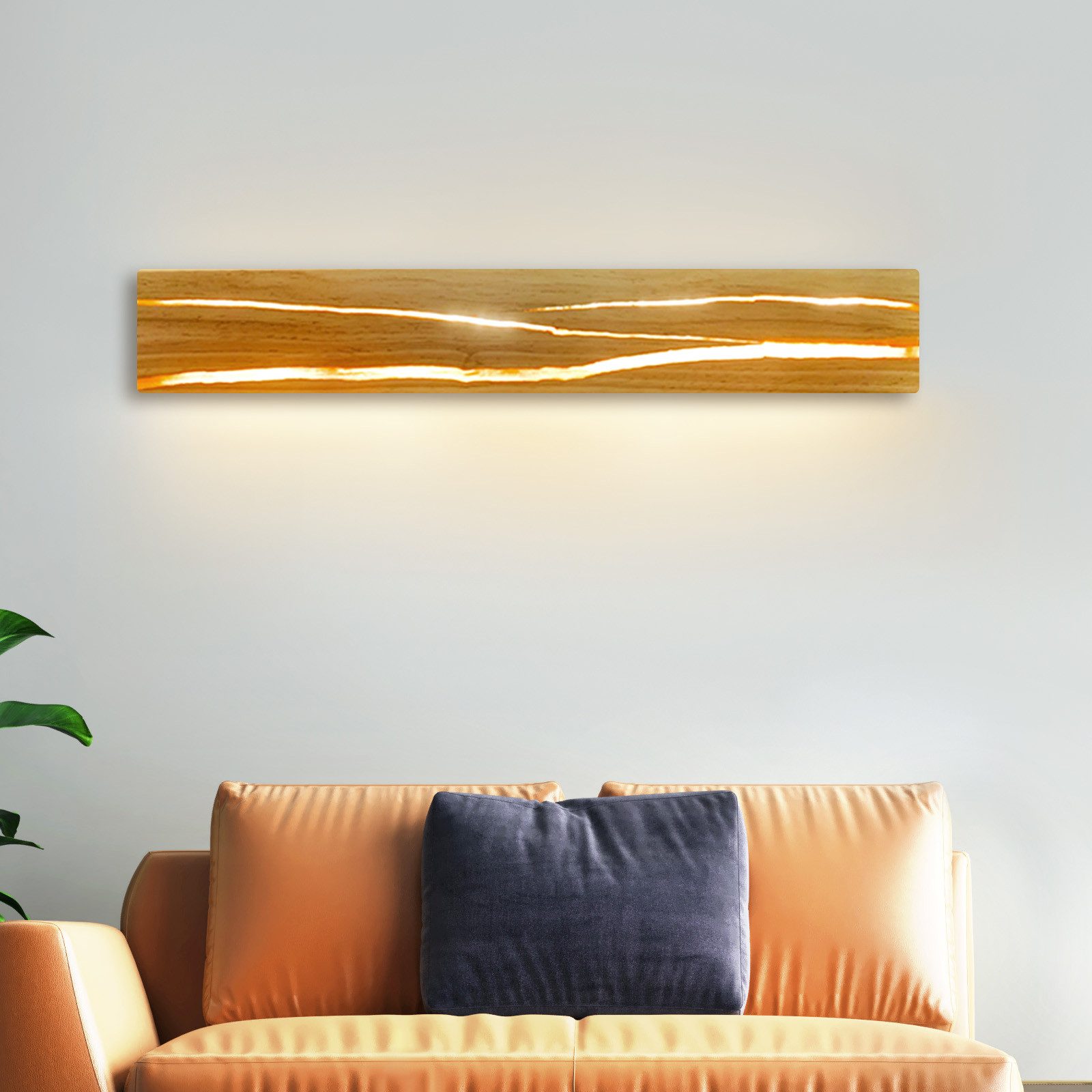 NETTLIFE LED-vägglampa inomhus modern trähallslampa 3000K varmvit 50 cm vardagsrumslampa indirekt 8W