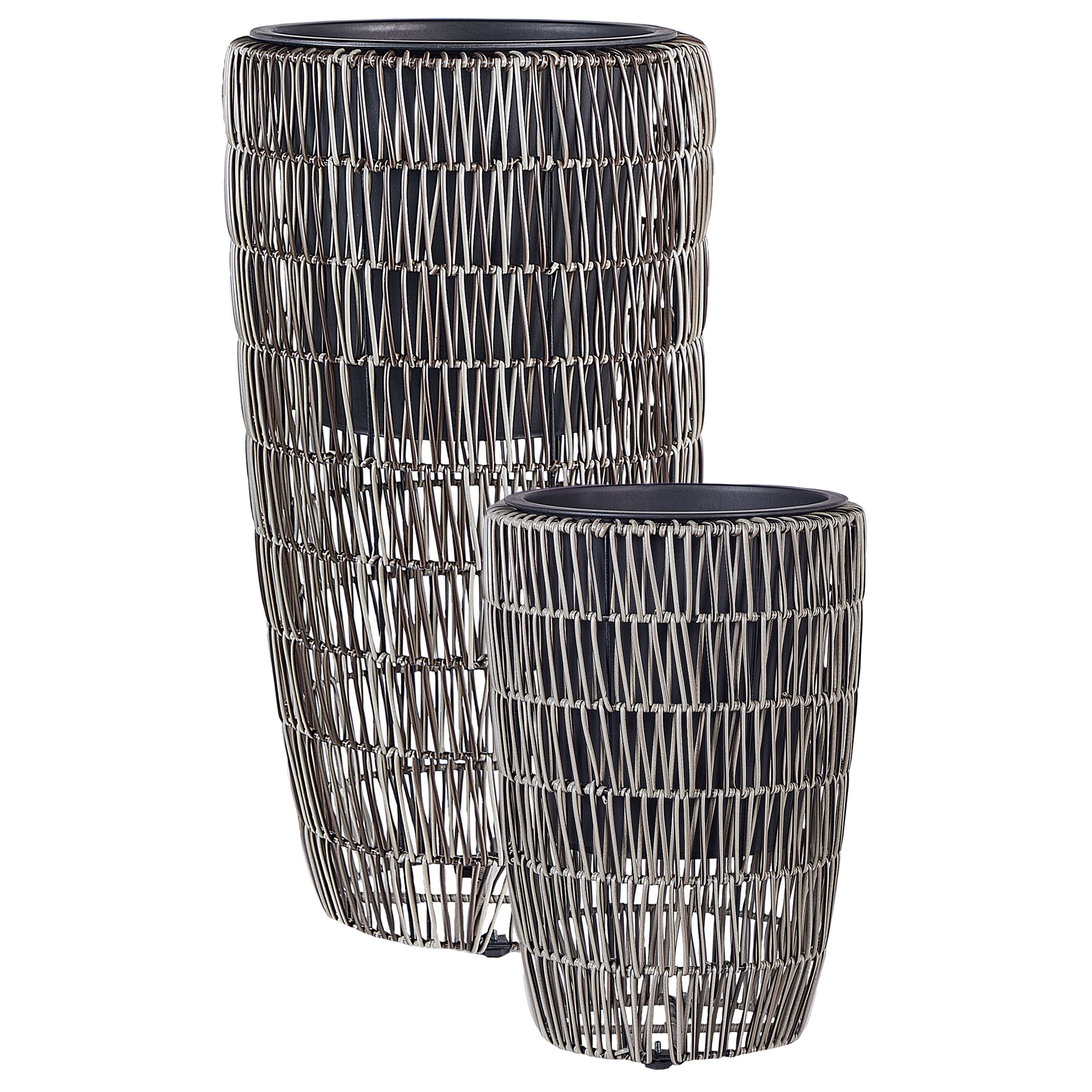 Set med 2 växtkrukor CHELONE 26/34 cm Konstrotting Brun