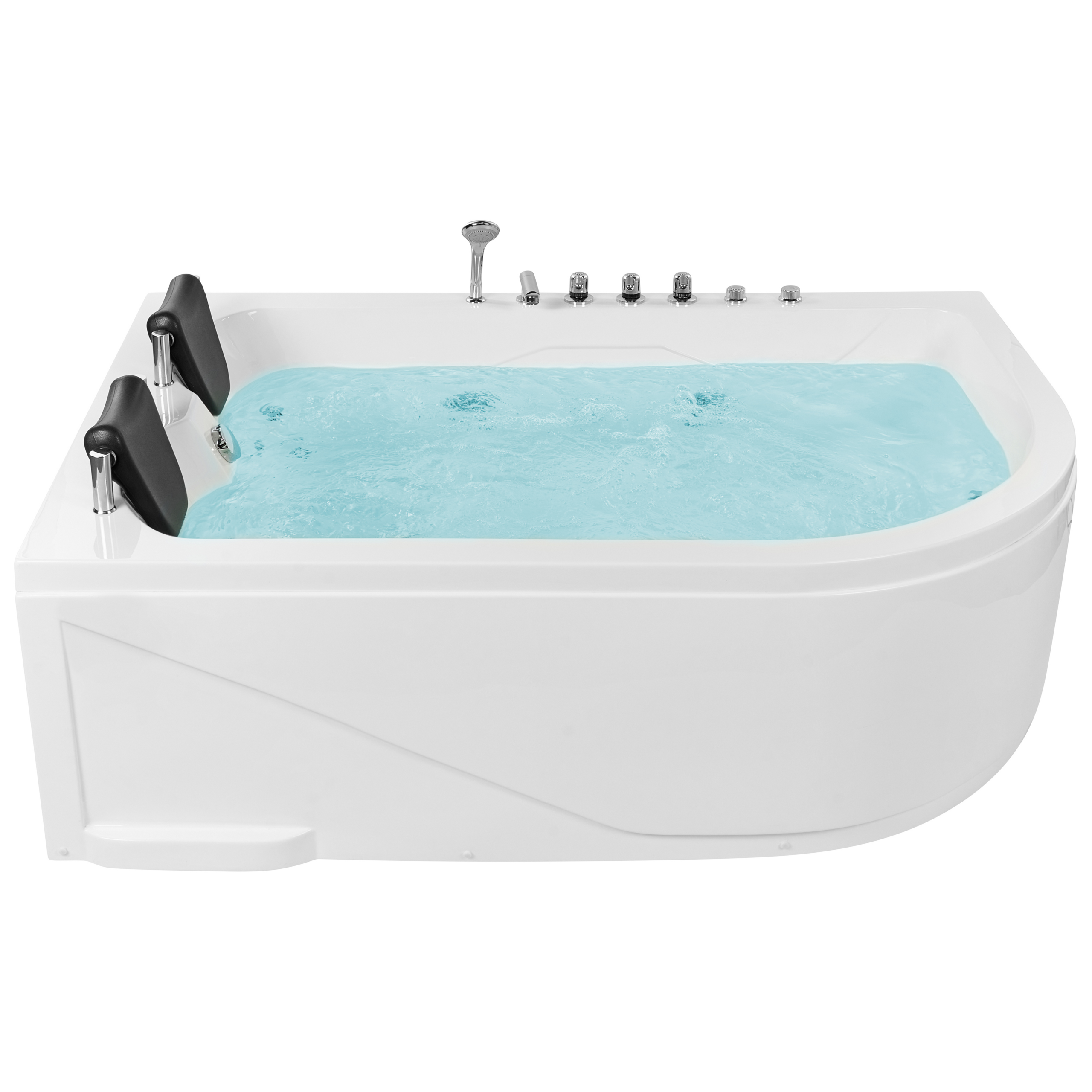 Hörnbubbelbadkar med LED CALAMA 1800 x 1200 mm Vit Högervänd