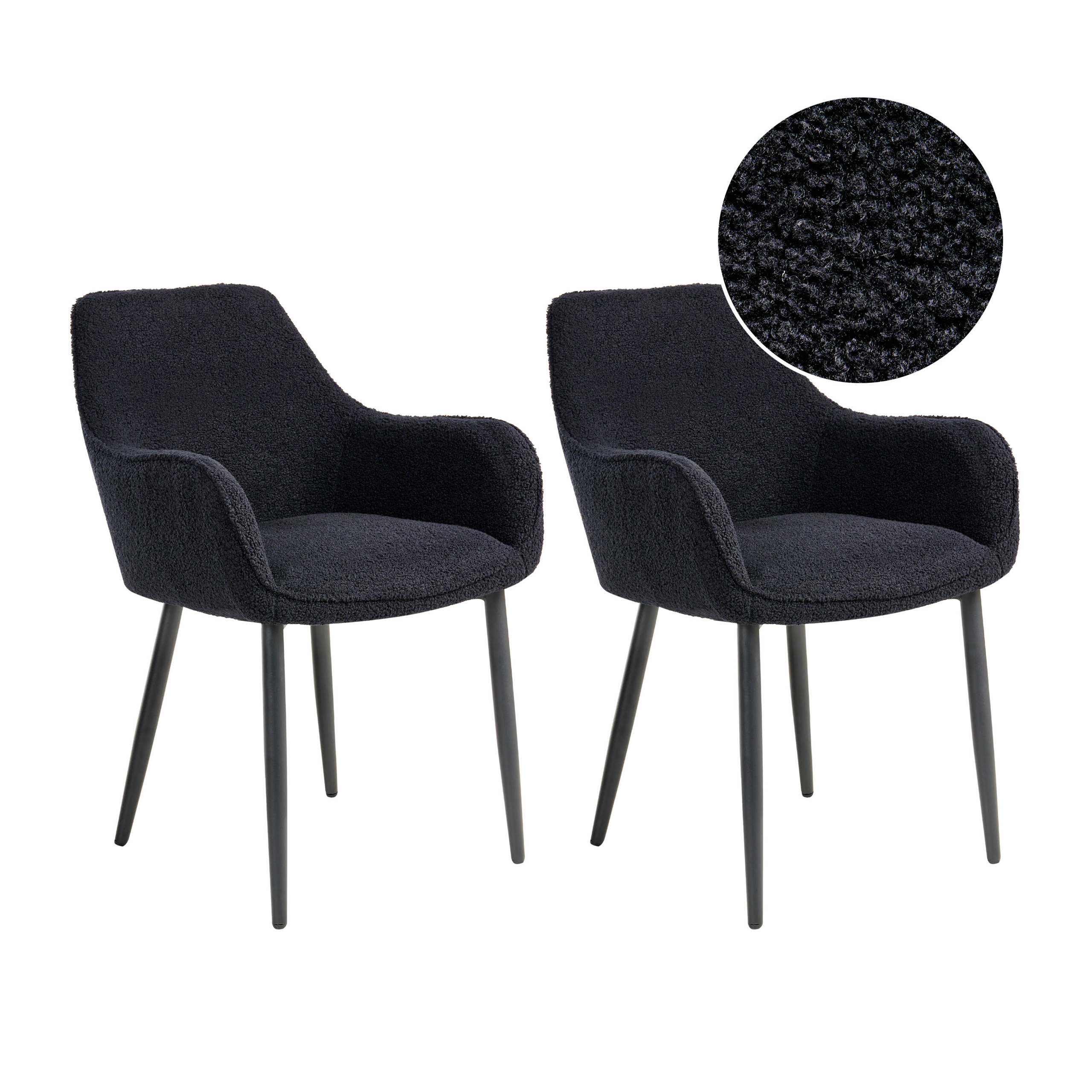Set med 2 matstolar ALDEN Bouclé Svart