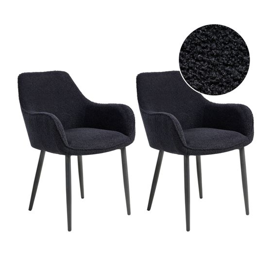 Set med 2 matstolar ALDEN Bouclé Svart