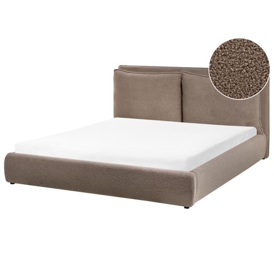 Säng med lamellram Bouclé BAJONNA 160 x 200 cm Brun