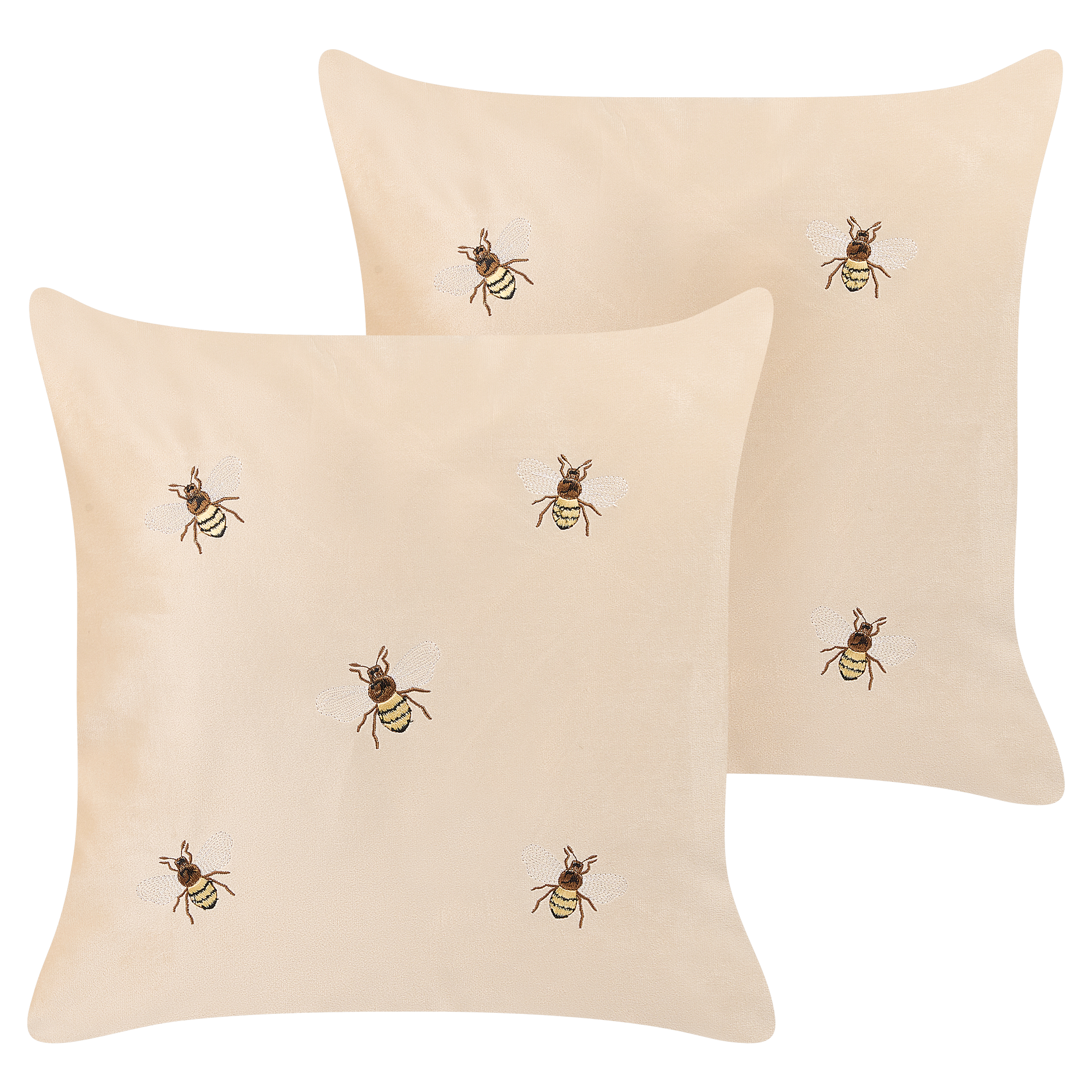 Set med 2 prydnadskuddar TALINUM 45 x 45 cm Sammet Beige Djurtryck