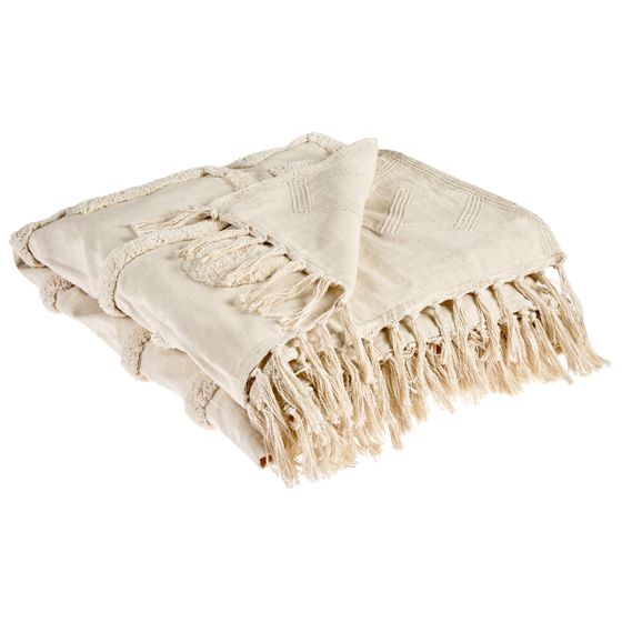 Pläd CHACK Bomull 200 x 220 cm Beige