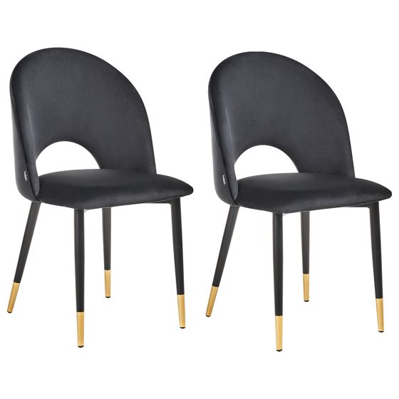 Set med 2 matstolar MAGALIA Sammet Svart