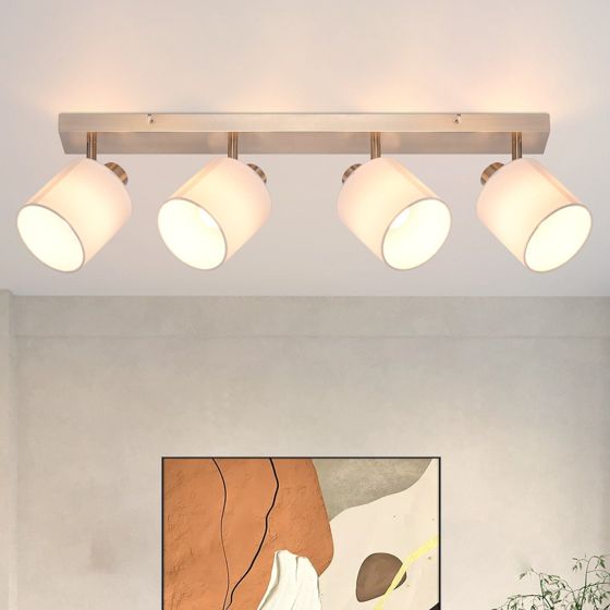 NETTLIFE 4 moderna taklampor för vardagsrum E14 silver 350° roterbara MAX 25W tygskärmslampa för sovrum utan glödlampa
