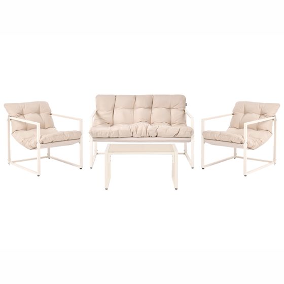 Trädgårdssoffgrupp med bord 4-sits GARDA Metall Beige