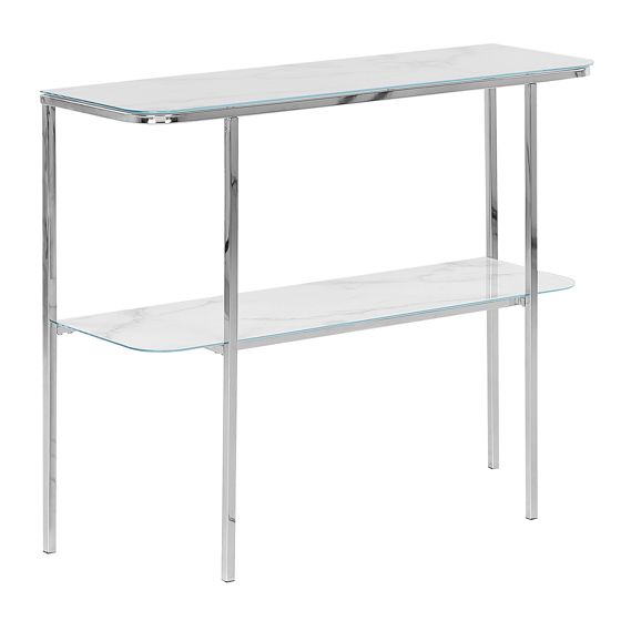 Konsolbord CALVERT Härdat glas Marmor/ Silver