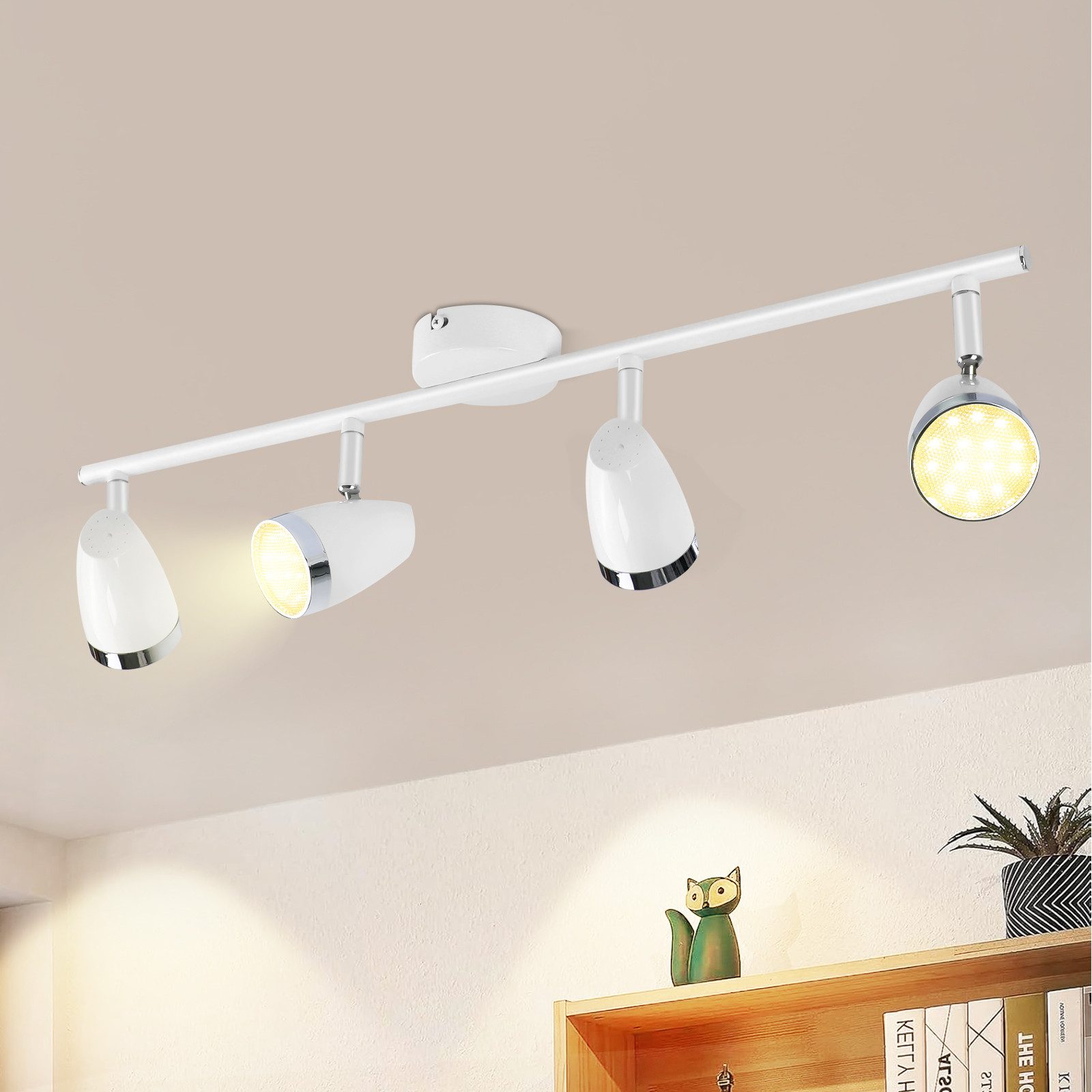 NETTLIFE LED-takspotlight 4 lampor modern 4W vit varmvit 3000K
