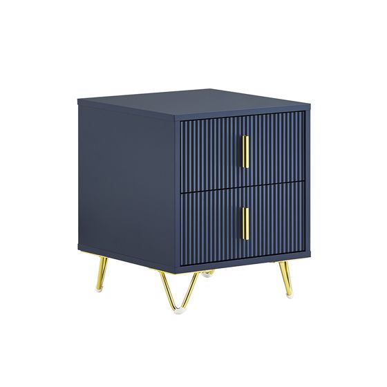 SoBuy Sängbord, nattduksbord med 2 lådor, modernt sidobord för sovrum och vardagsrum, blått B 40 x D 40 x H 47 cm FBT115-B