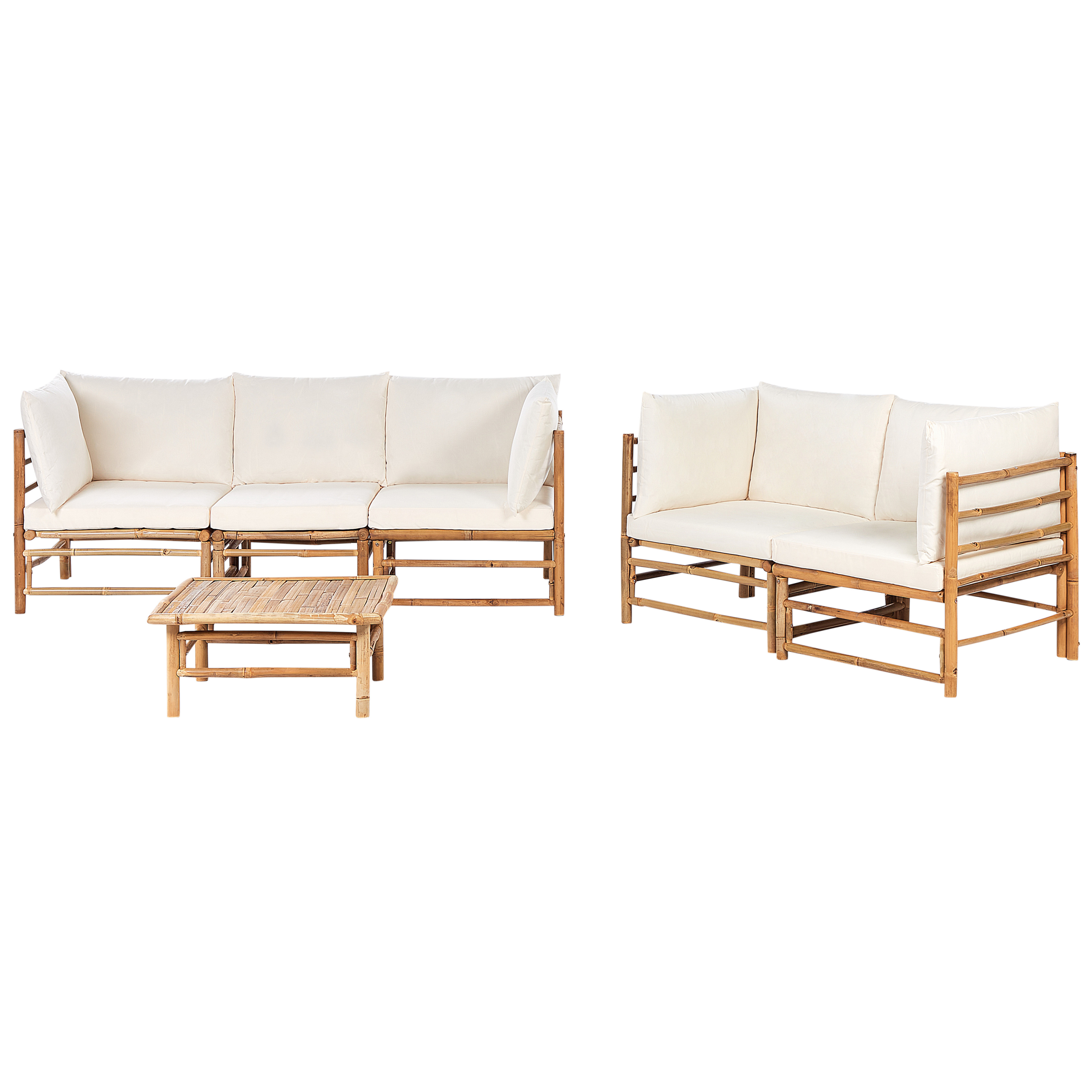 Trädgårdssoffgrupp med bord 5-sits CERRETO Bambu Off-White