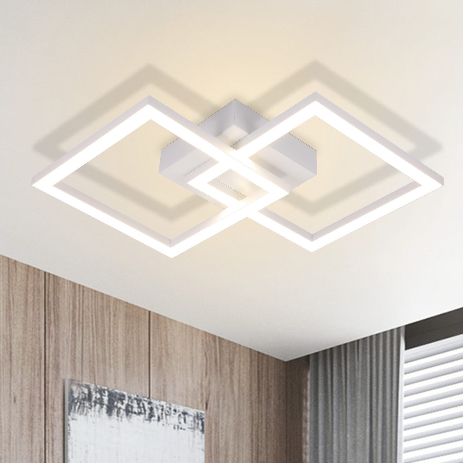 NETTLIFE Square, LED-taklampa, svart, 24W, 4000K, neutralvit, modern kökslampa