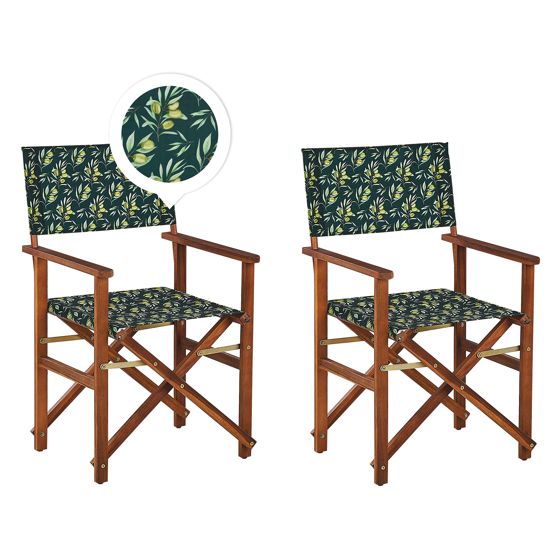 Set med 2 trädgårdsstolar CINE Akaciaträ Mörkgrön